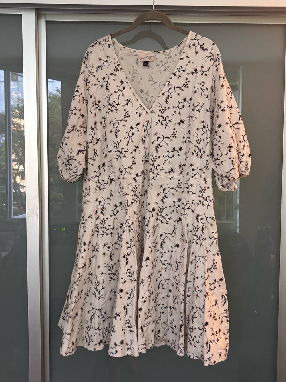Universal Thread Cream Floral V-Neck Tiered Blouse